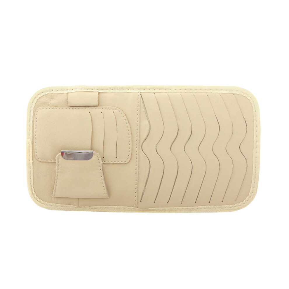 2Pcs Car Sun Visor Storage Pouch For Eyeglasses And Cards (Beige) Beige 031514428493