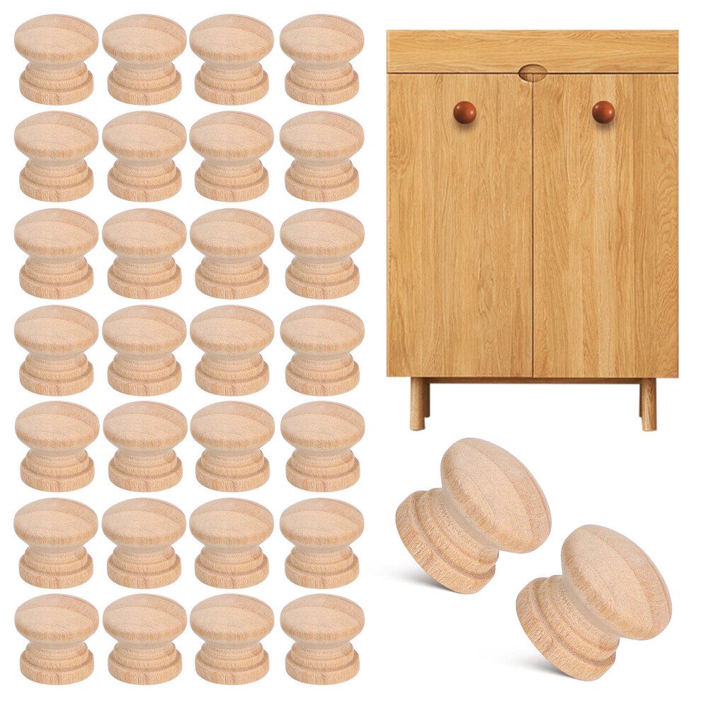 300 Pcs Unfinished Wood Mushroom Shaped Drawer Pulls For Cabinets 031018160523