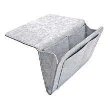 Bedside Caddy Pocket Organizer, Felt Under Mattress Holder Bag, 5-Pocket Sofa Storage, Light Grey, 32x20x10 Cm