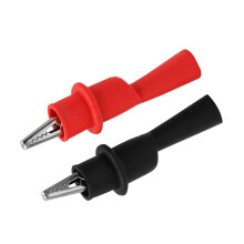 Red & Black Insulated Multimeter Test Leads Clips 2-Piece Set Probes Electrical Clamp Clips For DMMs