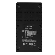 Liitokala Lii-202 USB-Ladegerät für 18650, 18490, 18350, 17670, 17500, 16340, RCR123 Schwarz