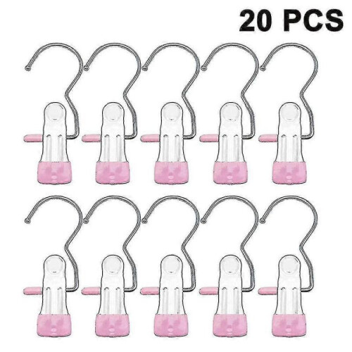 (Pink) 20 Pcs Boot Hanger Clips,laundry Hook Hanging Stainless Steel
