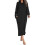 (L, Black) Women's Long Robe Hooded Bathrobe Zipper Up Duster Full Length Solid Zekai 3