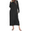 (S, Black) Women's Long Robe Hooded Bathrobe Zipper Up Duster Full Length Solid Zekai 5