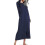 (S, Navy blue) Women's Long Robe Hooded Bathrobe Zipper Up Duster Full Length Solid Zekai 2