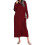 (M, Red) Women's Long Robe Hooded Bathrobe Zipper Up Duster Full Length Solid Zekai 5