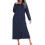 (S, Navy blue) Women's Long Robe Hooded Bathrobe Zipper Up Duster Full Length Solid Zekai 4