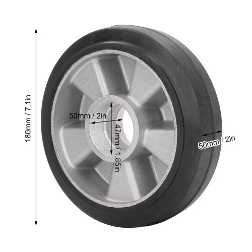 Durable 180mm Black Rubber Load Wheel with 6204 Bearing Capability 1