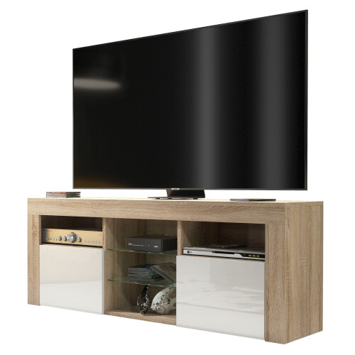 Creative Furniture TV Unit 145cm- Oak & White Gloss Doors 2