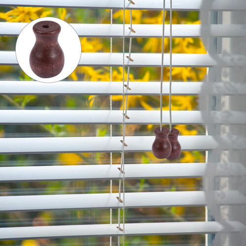 12Pcs Coffee Wood Cord Tassels Knobs for Window Blinds Pull Ends 1