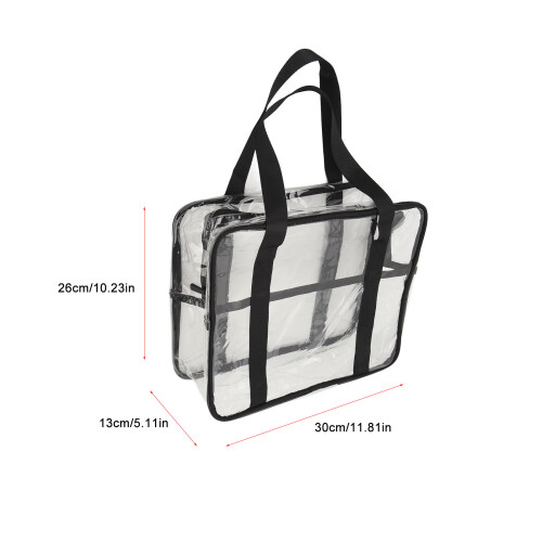 Große transparente PVC-Tasche mit verstellbarem Tragegurt - Schwarz 1