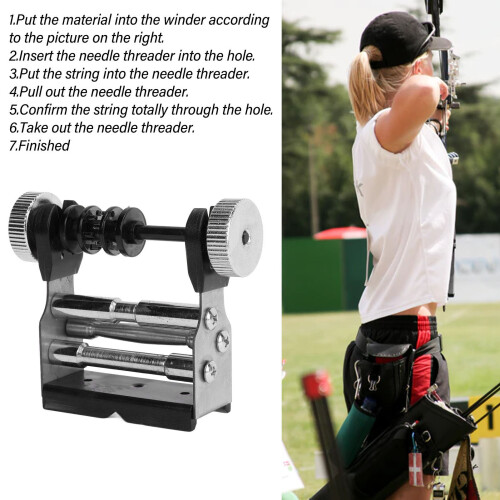 Archery Bowstring Serving Thread Jig Silicone Metal for Traditional, Recurve, Compound Bow Black 2