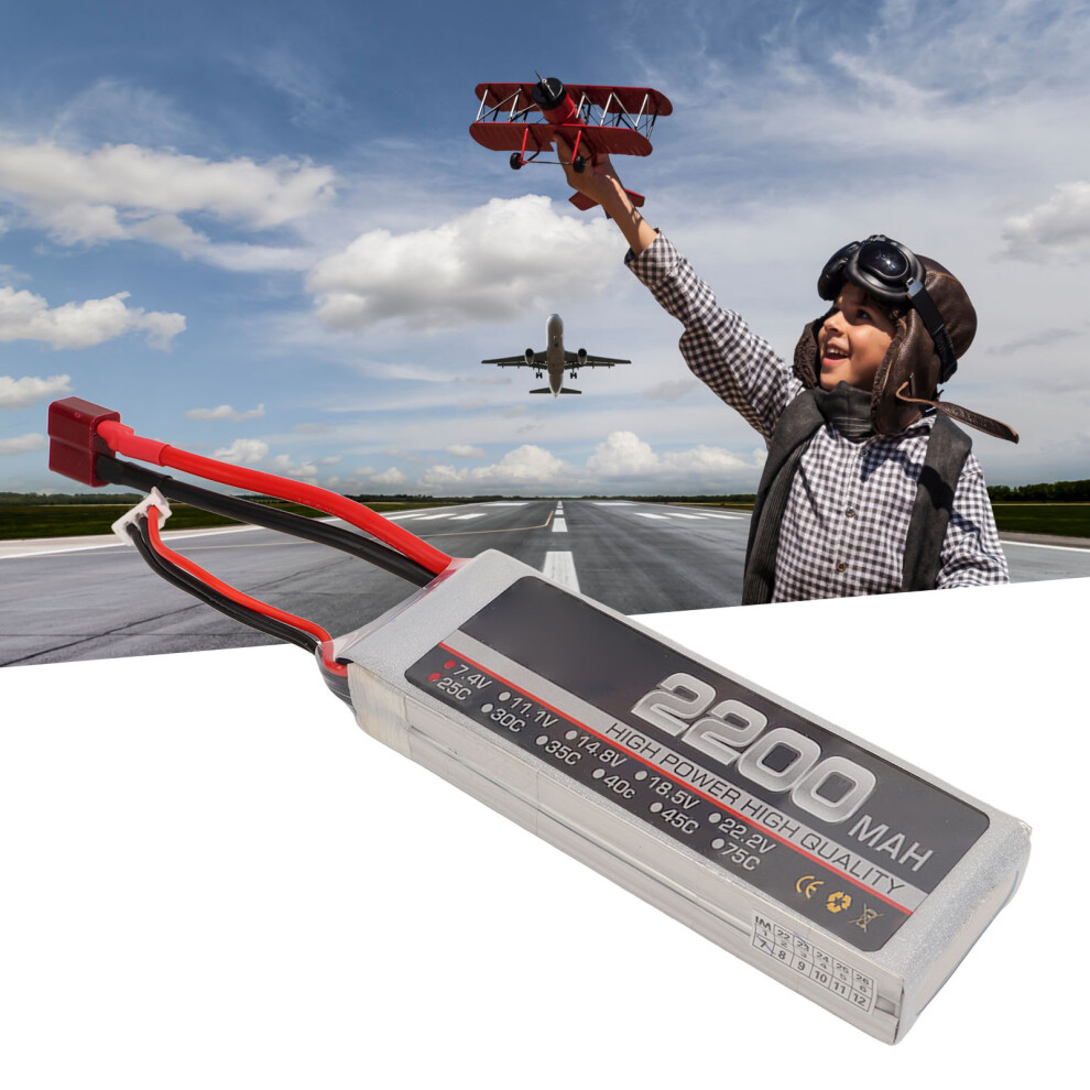 7.4V 2200Mah 2S Lipo Rc Battery Â High 25C Discharge, Compact Size 6901351895977