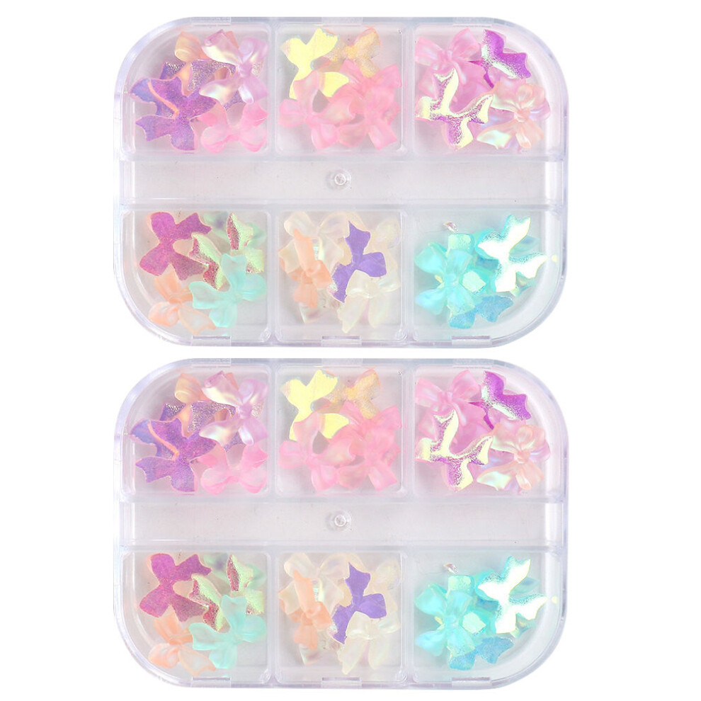 Artibetter Small Nail Bowknot Decor Nail Art Resin 2 Boxes