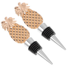 2Stk Dekorative Ananasförmige Weinverschlüsse Flaschenstopper (Gold)