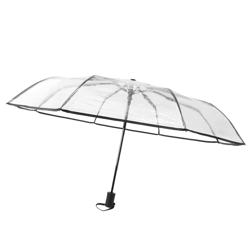 Clear Automatic Foldable Umbrella 8 Ribs, Travel, Wedding, Black Edging-image-OPC-PKWTVRD-NEW