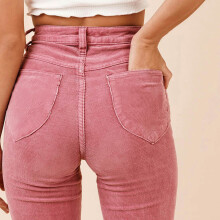 2XL rosa Vintage-Flare-Hose mit hohem Bund 105cm