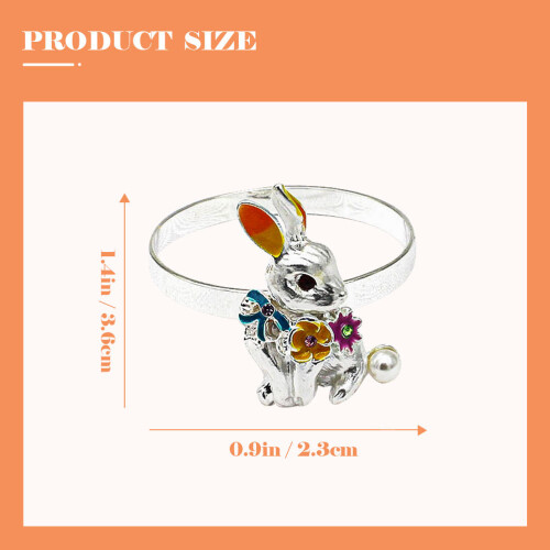 6Pcs Silver Alloy Bunny Napkin Rings Easter Table Setting Accessories 1