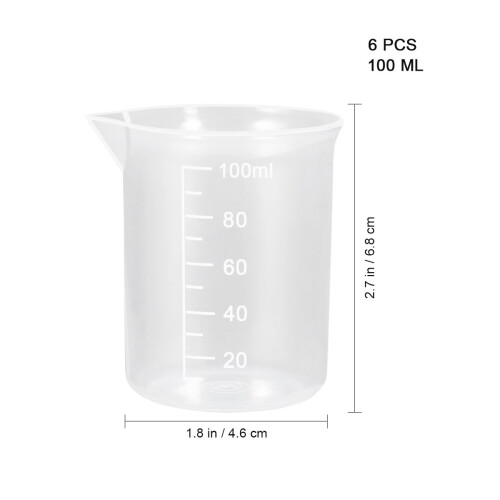 6St 100Ml PP Kunststoff Messbecher Mit Einteilung 1