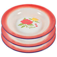 3Stk Vintage Snacktabletts Dampfgericht Platten Geschirr Rot