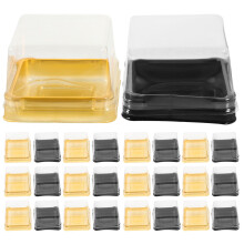 100 Praktische Quadratische Mondkuchen Boxen (Gold Schwarz)