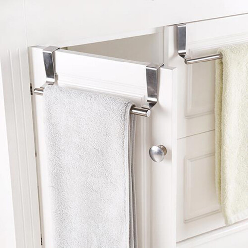 2 Pcs Stainless Steel Single-Bar Towel Hanger For Doors, 24cm 2