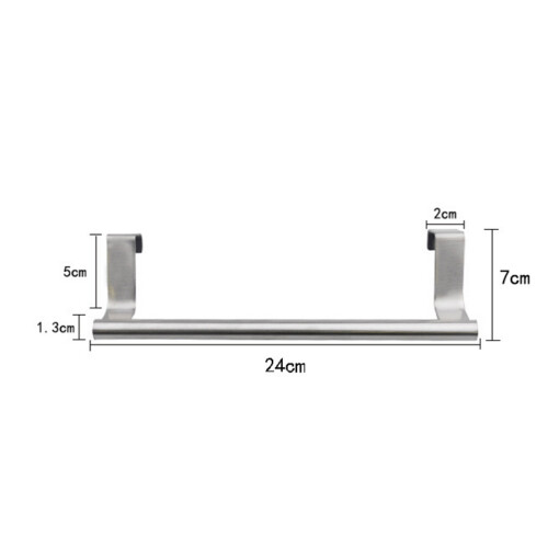 2 Pcs Stainless Steel Single-Bar Towel Hanger For Doors, 24cm 1