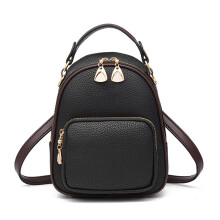 1St Mini Pu-Leder Rucksack Schwarz Tagesrucksack Handtasche