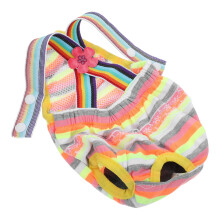 Colorful Striped Washable Dog Diaper Panties With Straps Size L