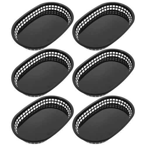 6St Oval Kunststoff Lebensmittelkörbe Tabletts