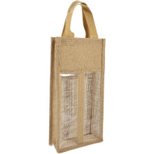 Handle Gift Weinflasche Bag 2-Fächer Jute Tragetasche