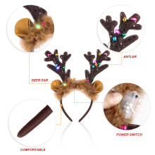 4Stk Rentier-Haarreif Xmas Leuchtend Kaffeefarbenem Material Party