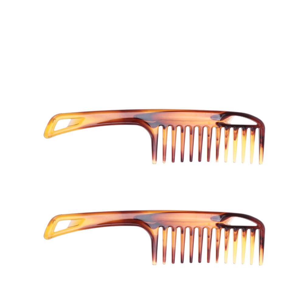Solustre 2Pcs Long Handle Wide Tooth Comb For Hair Styling And Dressing