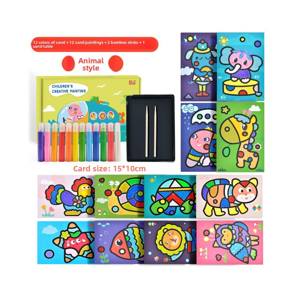 (Animal) Traffic Animal Theme Creative Children Sand Drawing Kit Interactive For Play-image-OPC-PKWVT2M-NEW