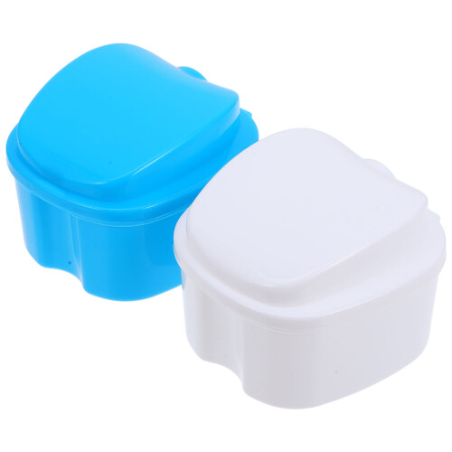 4Pièces Boîte Bleue De Rangement Portable Pour Dentier