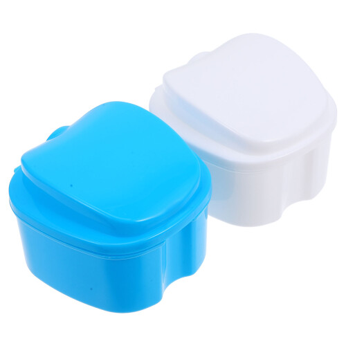 4Pièces Boîte Bleue De Rangement Portable Pour Dentier 2