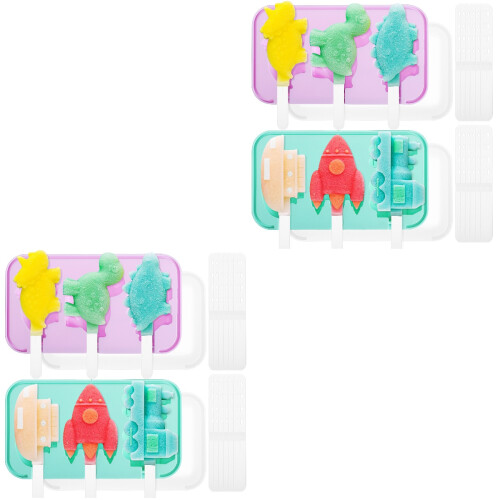 4 Pcs Reusable Silicone Ice Cream Molds With Handle Lid 2