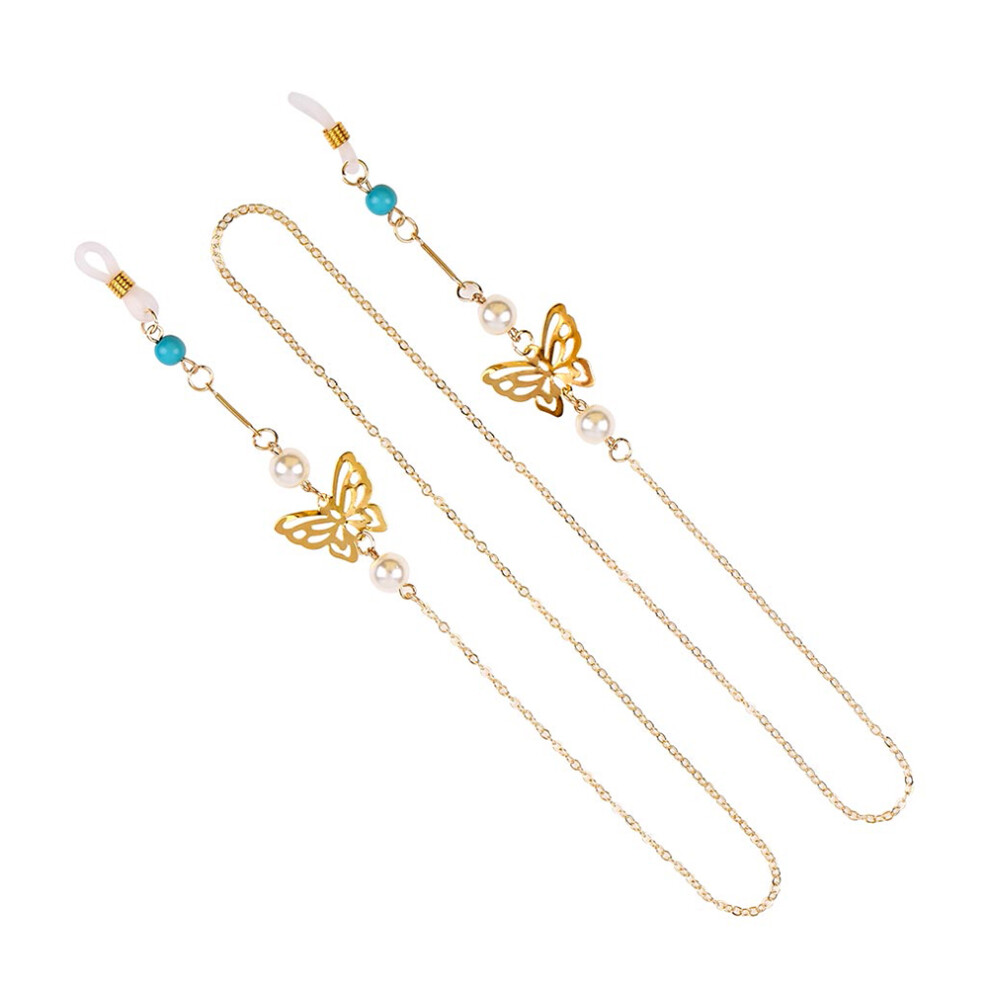 Inoomp Golden 3 Pcs Alloy Anti-Slip Eyeglass Chain For Glasses Hanging Strap