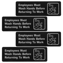 4Pcs Employees Must Wash Hands Sign Self Adhesive Acrylic With Symbols