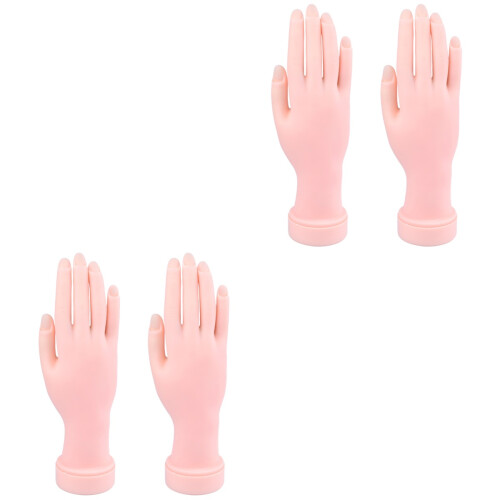 4 Pcs Nail Art Practice Hand Rubber Model With Insertable Tips 2