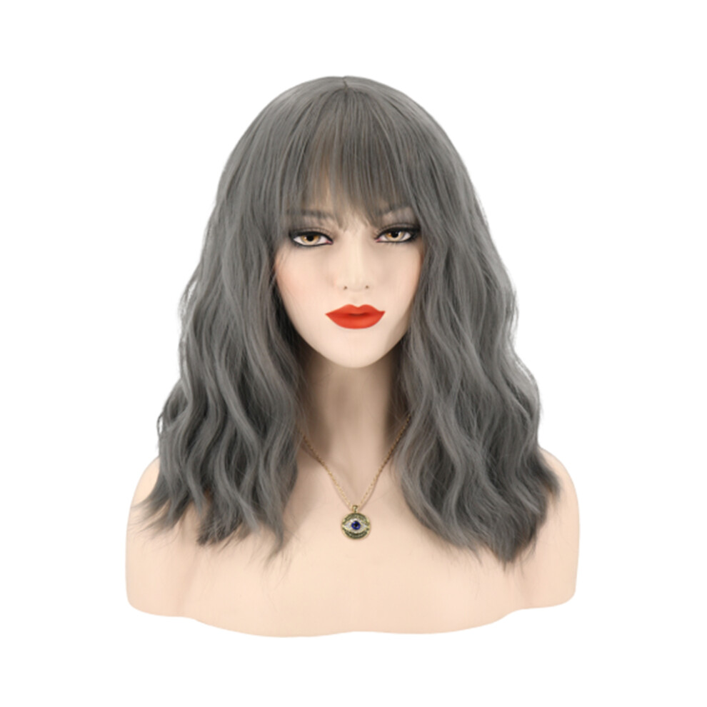 Solustre 2Pcs Medium Curly Hair Wig Natural Cover For Women