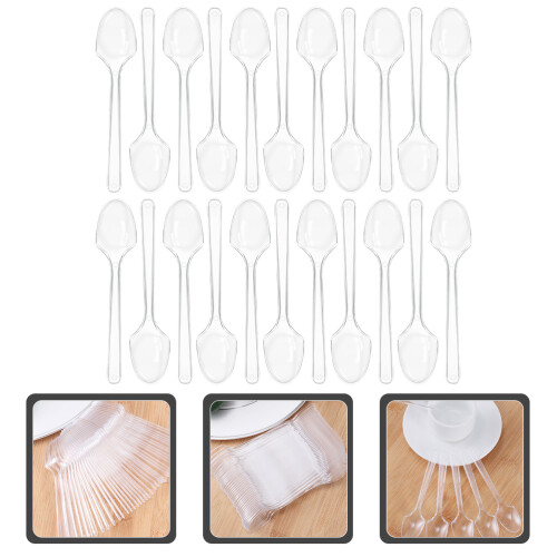 100Pcs Clear Mini Spoons For Tasting Desserts And Yogurt 1