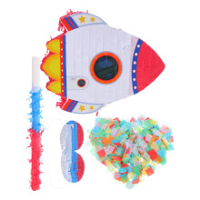 2Stk Rocket Pinata Kinder Mit Augenbinde Stab Konfetti