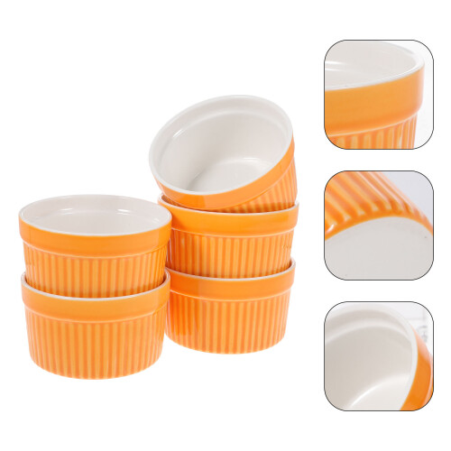 5Stk. Keramik Backschale Ohne Griff Für Desserts (Orange) 2