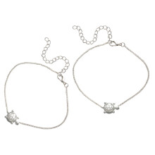 2 Pcs Alloy Turtle Anklet Silver Beach Antique Tortoise Pendant