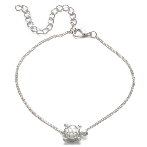 2 Pcs Alloy Turtle Anklet Silver Beach Antique Tortoise Pendant 2