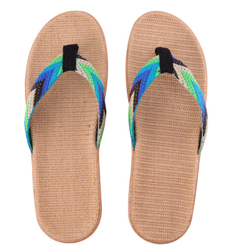 2 Pairs Flat Bottom Flip-Flops For Couples Blue-Green Size 44-45