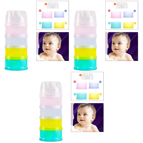 3Pcs 4-Layer Twist-Lock Stackable Milk Powder Dispenser 2