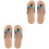 2 Pairs Flat Bottom Flip-Flops For Couples Blue-Green Size 44-45 3