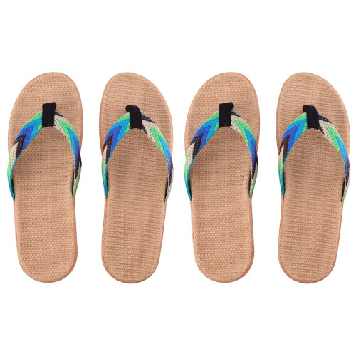 2 Pairs Flat Bottom Flip-Flops For Couples Blue-Green Size 44-45 1